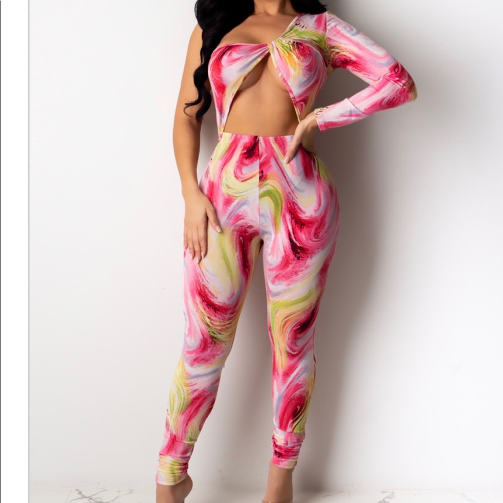Pink multi jumpsuit